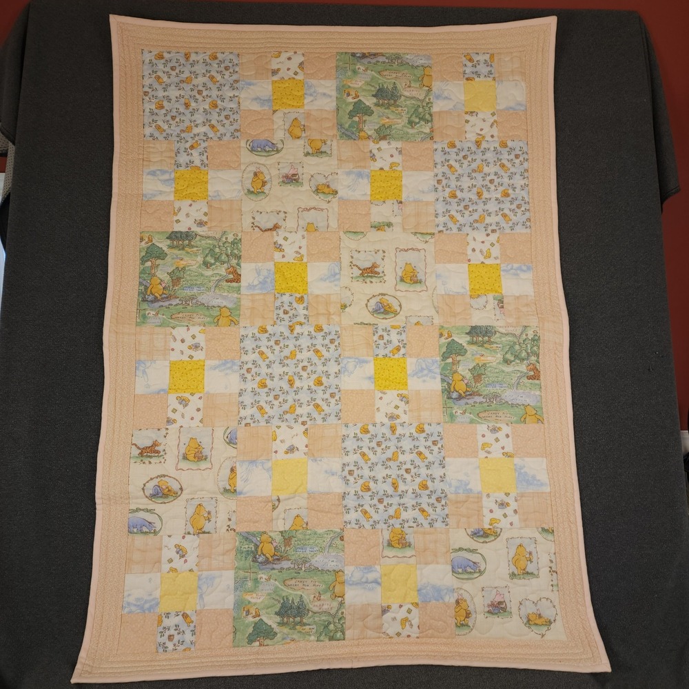 Winnie The Pooh Quilt With Bag Baby Vintage Patchwork Handmade Gift Nursery